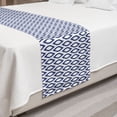 thumbnail image 2 of Ikat Bed Runner, Eastern Ornament in Blue Exotic Art Elements Curves Simple Design, Decorative Accent Bedding Scarf for Hotels Homes and Guestrooms, King, Navy Blue, by Ambesonne, 2 of 2