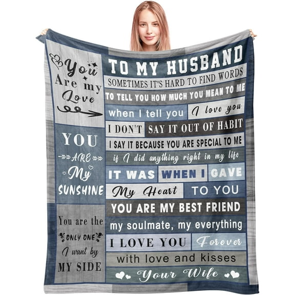 Gifts for Husband Fathers Day Blanket from Wife - Wedding Anniversary Christmas Birthday Gift for Husband - Ultra Soft Plush Throw Present Ideas for Him - 60"x50"