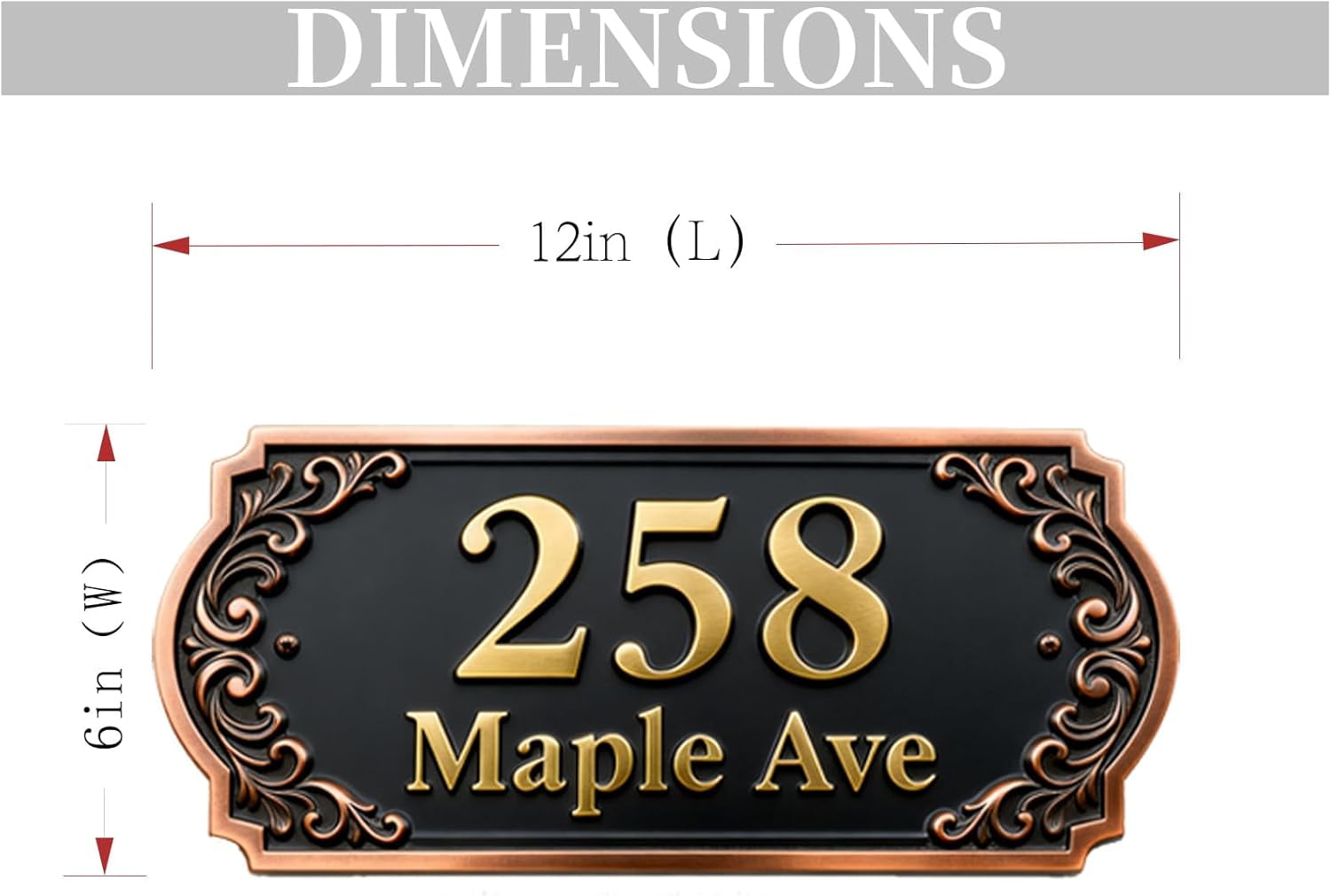 Personalized Cast Metal Address Plaque Vintage Custom House Number Sign Outside Street Mailbox Address Classic Wall Antique Brass Signs Durable Weather Resistant