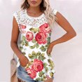 thumbnail image 2 of Camiseta sin mangas de encaje con estampado de mujer Camiseta sin mangas de empalme de cuello redondo Camiseta ligera y cómoda delgada OAVQHLG3B Store lin121212, 2 of 5