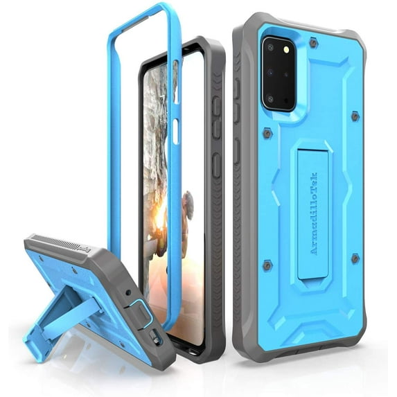 ArmadilloTek Vanguard Case Designed for Samsung Galaxy S20+ Plus (2020 Release) Military Grade Full-Body Rugged with Built-in Kickstand - Blue