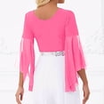 thumbnail image 5 of GJSYRH Womens 3/4 Sleeve Shrug Sheer Mesh Cardigans Tie Front Cropped Lightweight Bolero Shawl Top for Casual Going Out Hot Pink One Size, 5 of 6