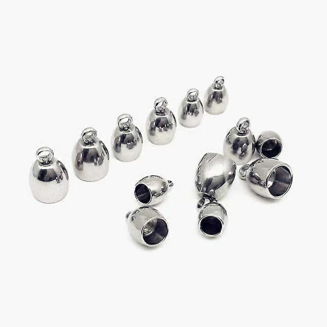 40pcs Stainless Steel Cord Ends Metal Rope End Caps Mini Oval Shaped Terminators for DIY Crafts Jewelry Making Supplies