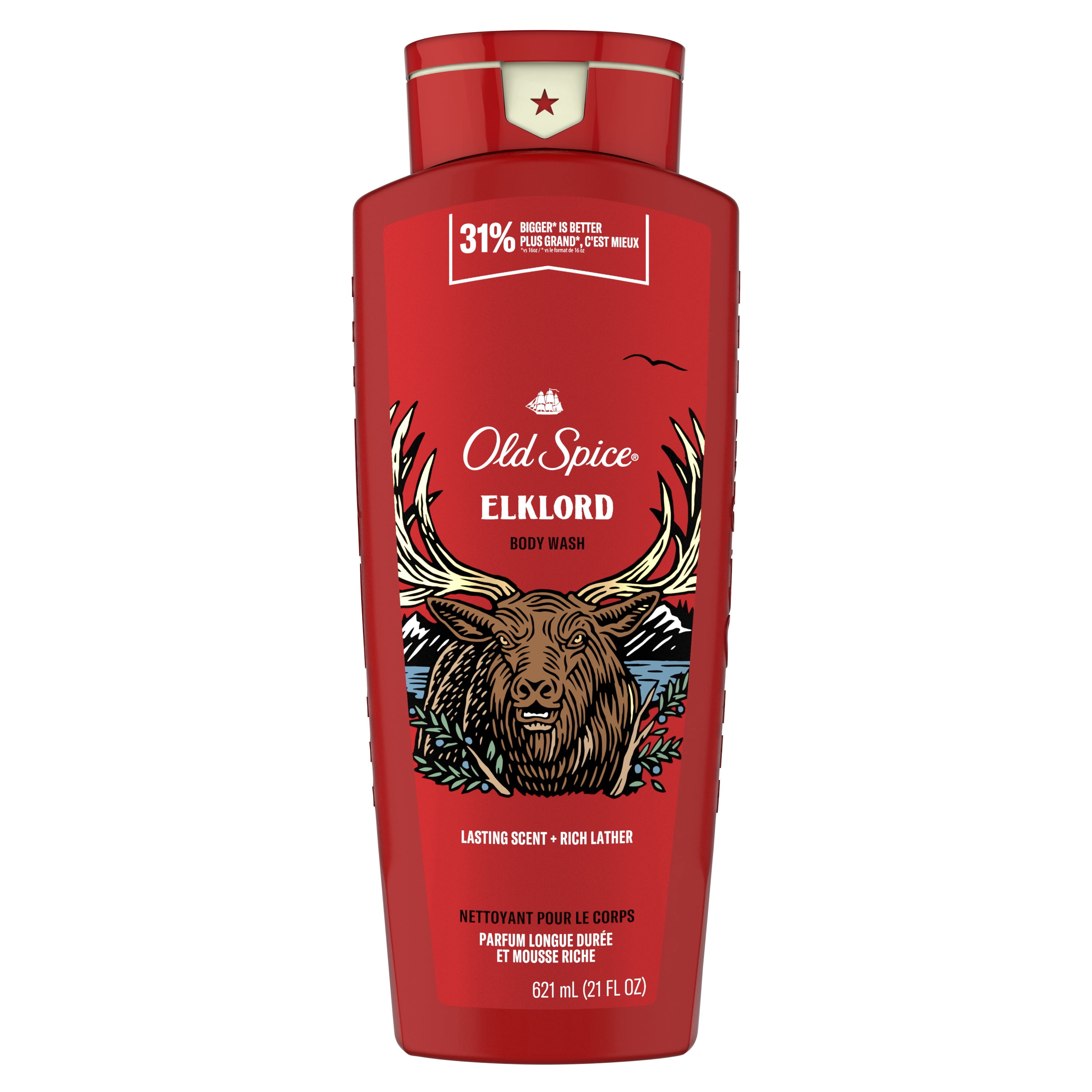 Old Spice Body Wash for Men, ElkLord, Long Lasting Lather, 21 fl oz