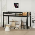 thumbnail image 5 of Ktaxon Junior Low Loft Bed with Stairs, Twin Wood Bunk Bed Frame for Adults, Kids and Young Teens, No Box Spring Required, Black, 5 of 9