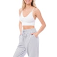 thumbnail image 4 of Made by Olivia Women's Solid Knit Ribbed Seamless Double Strap Triangle Brami Crop Tank Top, 4 of 6