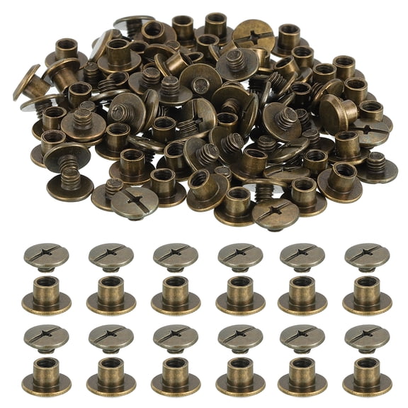 Uxcell 5.5mm Chicago Screws Leather Rivets, 120 Set Leather Rivets Nail Stud Screws Bolt Assorted Kit for DIY Leather Craft Bookbinding Decorate Repair Belt Bag Clothing, Gunmetal