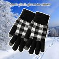 thumbnail image 6 of Women Men Outdoor Driving Lattice Warm Fleece Thick Winter Gloves Knitted Gloves Mittens GREY, 6 of 8