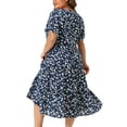 thumbnail image 4 of DARING DIVA Plus Size Tiered Polka Dots Midi Short Sleeve Babydoll Dress 1X Dark Blue, 4 of 6