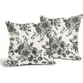 thumbnail image 2 of Black Floral Pillow Covers 20x20 Inch Vintage Flower Black White Decorative Throw Pillow Covers Set of 2 Farmhouse Pillowcases Cotton Linen Square Cushion Covers For Couch Bed Sofa Chair Car Decor, 2 of 6