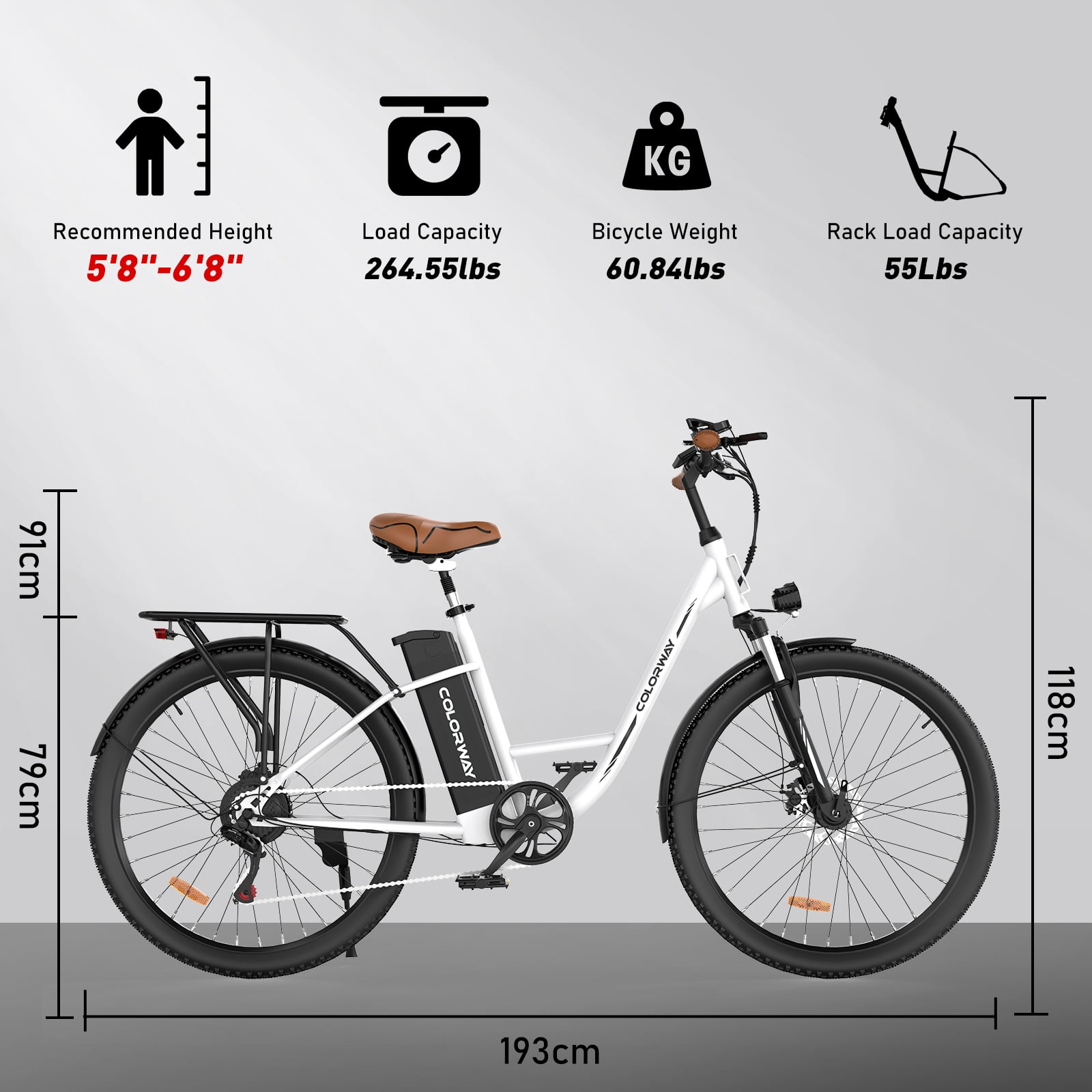 COLORWAY 500W E Bike 28"Electric Bike BK31M, 36V/12Ah Electric Bicycles with 7 Speeds UL2849