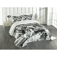 thumbnail image 3 of Ambesonne Black and White Quilted Bedspread Set 3 Pcs, Grunge Art, King Size, White Black and Grey, 3 of 5