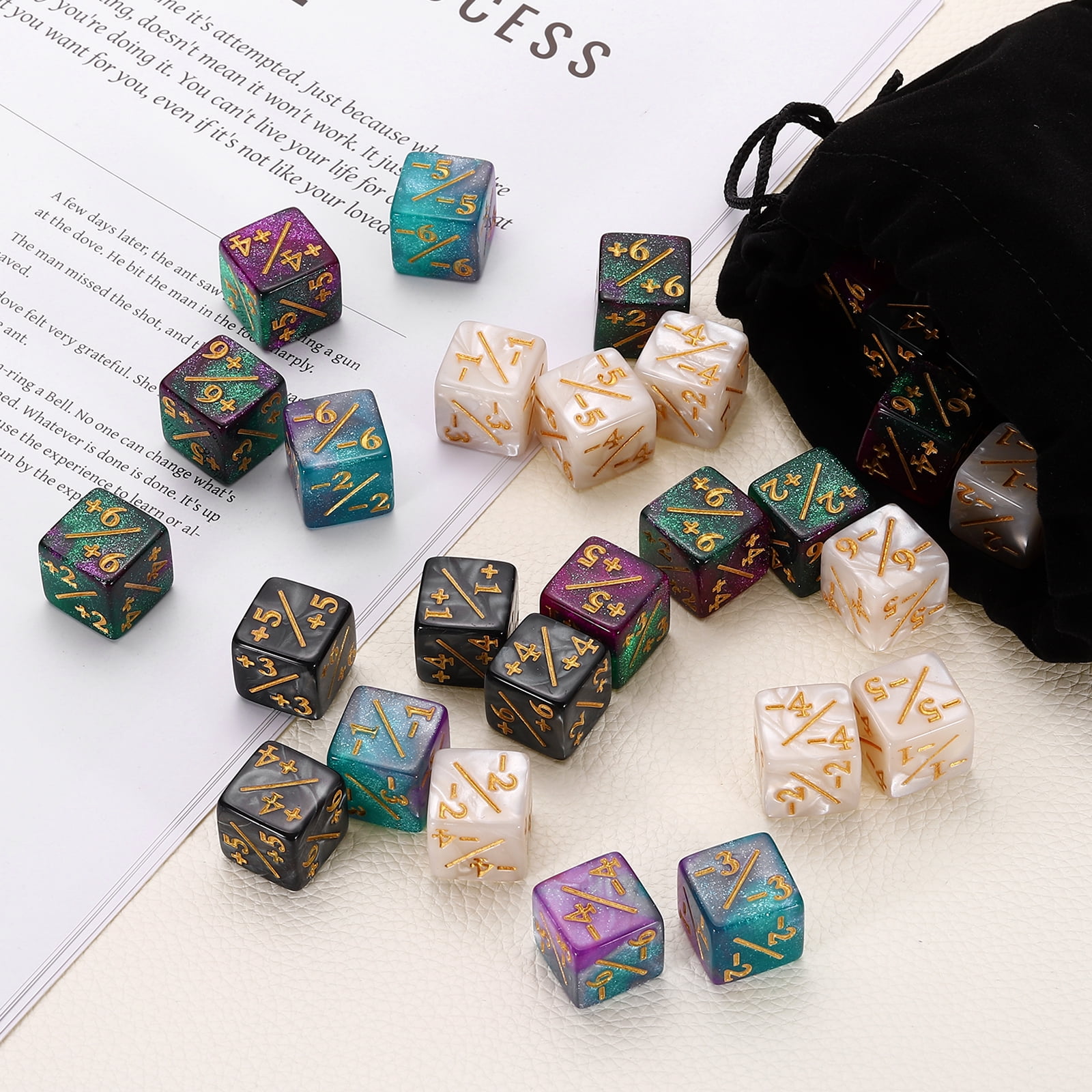 48Pack Magic Dice Counters, Acrylic D6 Life Counter Token Dice Set, Blue & Purple