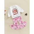 thumbnail image 3 of Bagilaanoe 2pcs Toddler Baby Girl Long Pants Set Letters Print Long Sleeve Sleeve Sweatshirt Tops + Heart Print Flare Trousers 12M 18M 24M 3T 4T 5T Kids Casual Outfits, 3 of 8