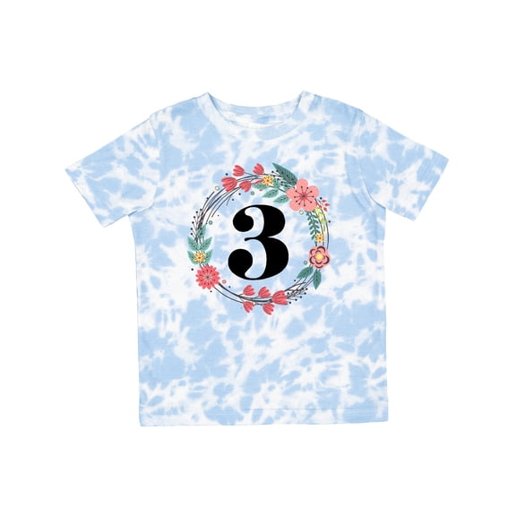 Inktastic 3rd Birthday Floral Wreath 3 Year Old Girl Girls Toddler T-Shirt