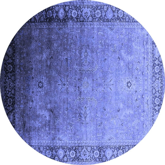 Ahgly Company Indoor Round Oriental Blue Industrial Area Rugs, 4' Round