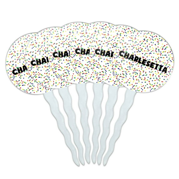 Charlesetta Cupcake Picks Toppers - Set of 6 - Mutlicolored Speckles