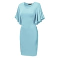 thumbnail image 2 of MBJ WDR1256 Womens Cowl Neck Short Flutter Sleeve Dress XXXL AQUA, 2 of 4