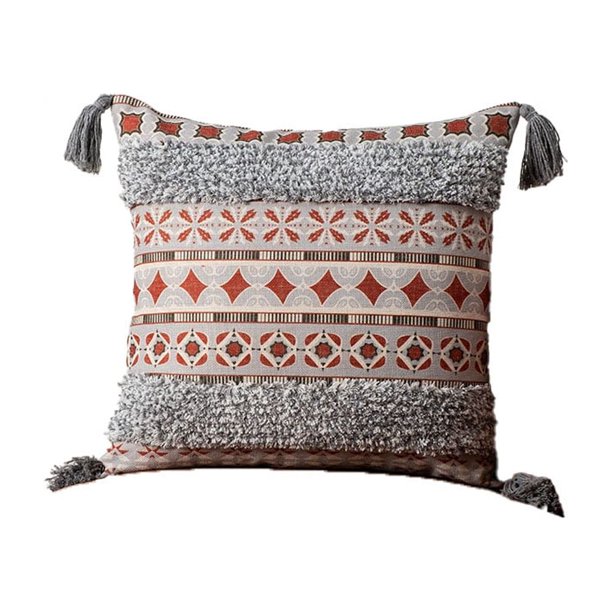 Funda de almohada de estilo bohemio, funda de almohada tejida a mano neutra de estilo pastoral marroquí. Vhermosa Fiesta y Decoración