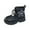 Black, variant on Girls Combat Boots Side Zipper Cute Panda Animal Leather Ankle Booties for Toddler Little Big Kids