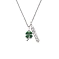 thumbnail image 2 of Delight Jewelry Silvertone Green Four Leaf Clover with Heart Leaves Silvertone Balance Bar Charm Necklace, 23", 2 of 4
