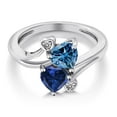 thumbnail image 3 of Gem Stone King 925 Sterling Silver Persian Blue Moissanite Blue Created Sapphire and White Diamond Ring for Women (1.63 Cttw, Heart Shape 6MM, Gemstone Birthstone, Size 8), 3 of 6
