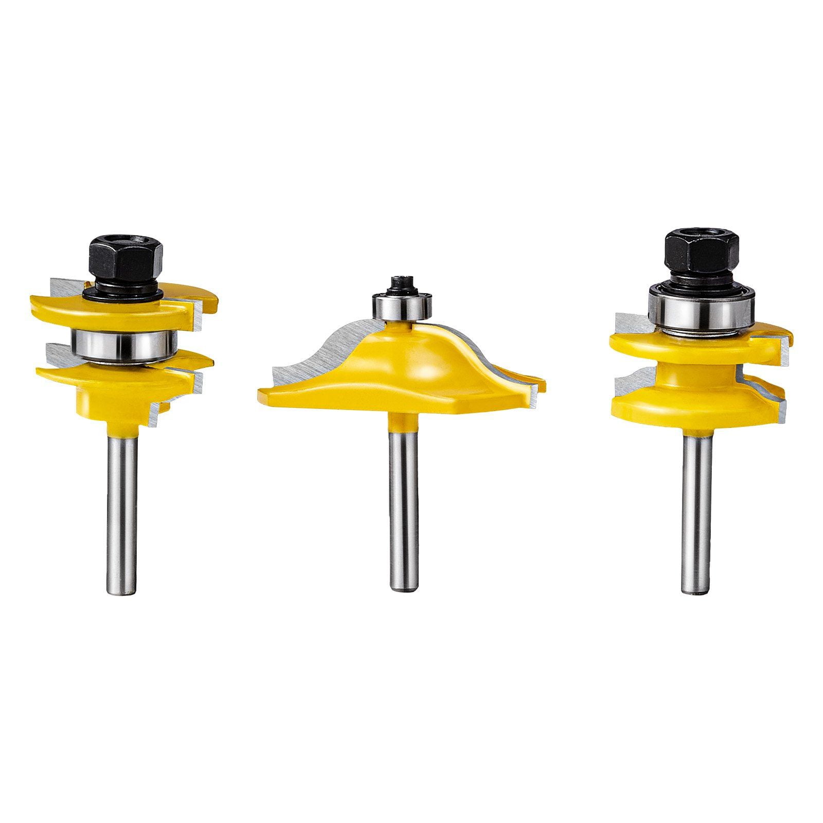 Router Bits Set 3 Pcs, Carbide Tipped, 1/4 Inch Shank, Includes Convenient Carrying Case