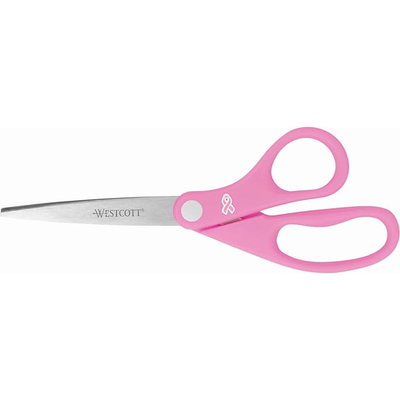 15387 8-Inch Pink Ribbon Stainless Steel Scissors For Office and Home