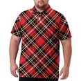 thumbnail image 2 of BRANROY Men's Big and Tall Shirts - Spread Collar Plaid Print UPF 50+ Short Sleeve Polo Style Casual Work Golf Shirts for Men Breathable Moisture Wicking Mens Shirts,Green,4XL, 2 of 8