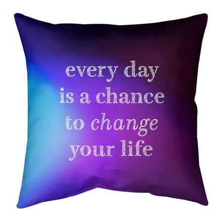 UPC: 0655172537818 | ArtVerse Quotes Multicolor Background Change Your Life Quote Pillow (w/Rmv Insert)-Spun Poly 16 x 16 Medium