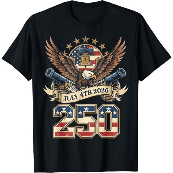 250th Anniversary USA Patriotic 250 Years American 4th July T-Shirt, Comfortable Breathable Soft Tee, Men's 100% Cotton Graphic T-Shirt 180gsm
