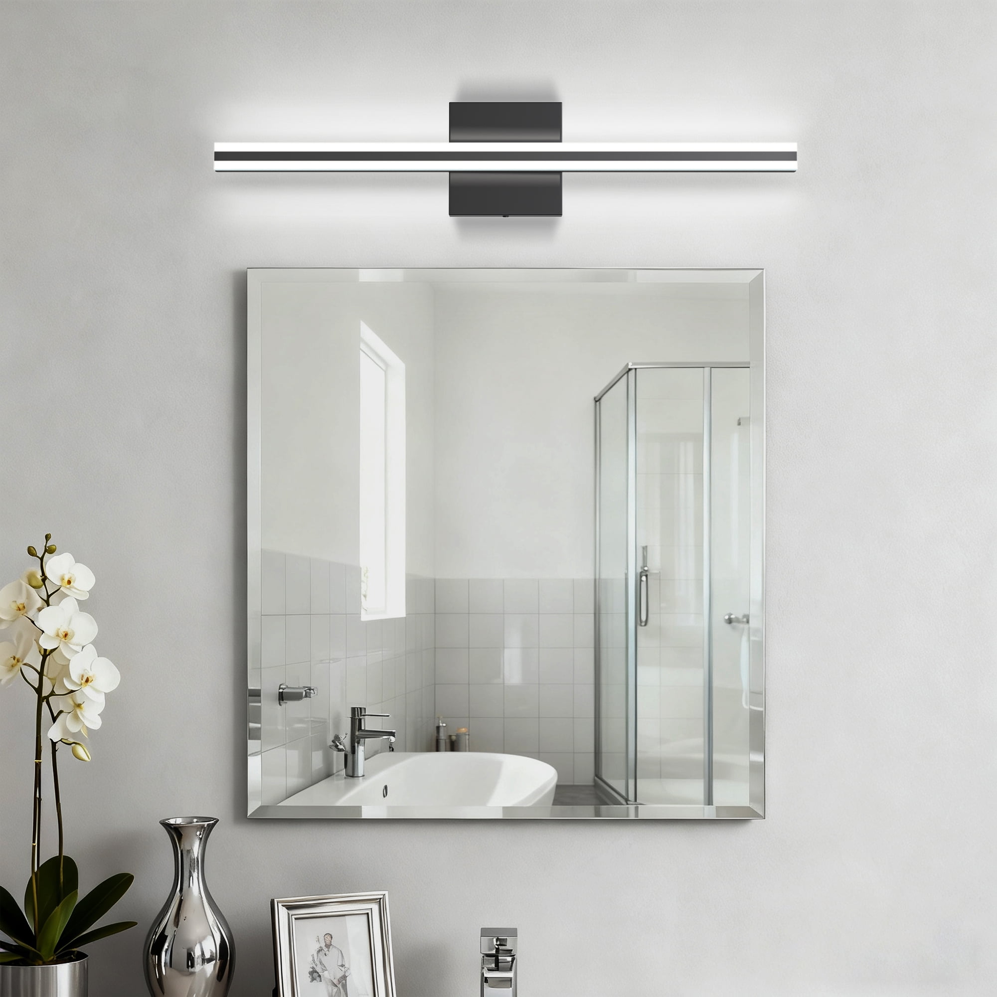 YANSUN 24 in Black Ultra-Thin LED Light Bar, 6000K Daylight for Vanity Table, Bathroom