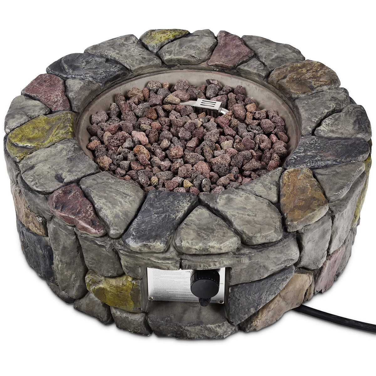 Topbuy Outdoor 40000 BTU Gas Fire Pit Table Electronic Propane Ignition Lava Rock Grey