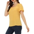 thumbnail image 4 of INSPIRE CHIC Casual Smocked Blouse for Women's Square Neck Ruffle Bell Sleeve Loose Top XS Yellow, 4 of 5