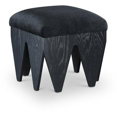 Meridian Furniture Altair Black Velour Fur Fabric Bench