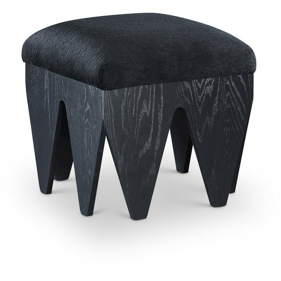 Meridian Furniture Altair Black Velour Fur Fabric Bench