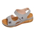 thumbnail image 5 of Rokment Women's Orthopedic Wedge Walking Sandals Beach Comfortable Arch Support Platform Mid Heels Non Slip Work Summer Shoes for Woman with Adjustable Straps Grey Size 7.5, 5 of 6