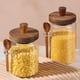 thumbnail image 4 of Frasco de vidrio con tapa de madera y cuchara, 20.3 oz, contenedor para almacenar alimentos, tarro para café, contenedor para posos de café, recipiente de vidrio para almacenar alimentos (1 paquete), 4 of 5