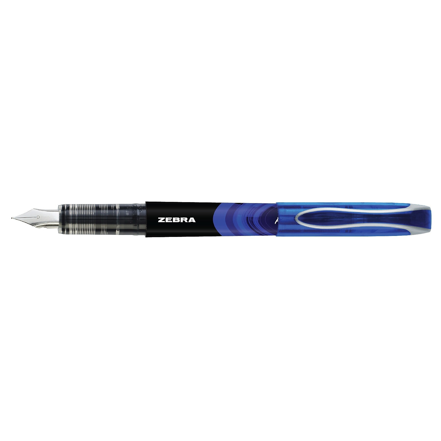 Fine 0.6 mm Fountain Pen - Blue Ink, Black/Blue Barrel (1 Dozen)