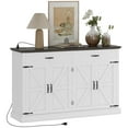 thumbnail image 1 of HOMCOM Buffet-Vaisselier de Style Ferme de 55 Pouces avec 4 Portes de Grange Blanc, 1 of 10