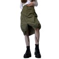thumbnail image 2 of SAYOO Falda midi con cierre de botón para mujer, color sólido, bolsillos grandes, vendaje ajustable, dobladillo dividido, falda holgada SAYOO Moda, 2 of 8