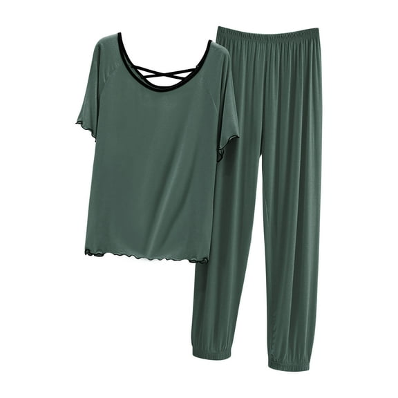 SwiftWear Pajamas for Women Set Soft ModalLoose Short Sleeve T-Shirt & Drawstring Pants Pajama Set - Breathable, Cozy Loungewear