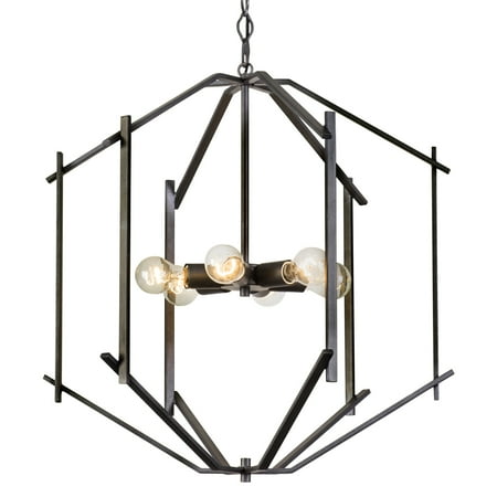 - Rogue Décor Offset - 6 Light Pendant - Forged Iron Finish