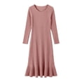 thumbnail image 4 of Bxsruta Womens Long Sleeve Midi Dress Ribbed Crew Neck Casual Pleated Dresses for Women, 4 of 6
