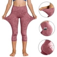 thumbnail image 4 of Girls Watermelon Red High Waisted Capri Leggings with Pockets Active Kids Polyester Blend Sizes 120-160,Size 8 T, 4 of 9