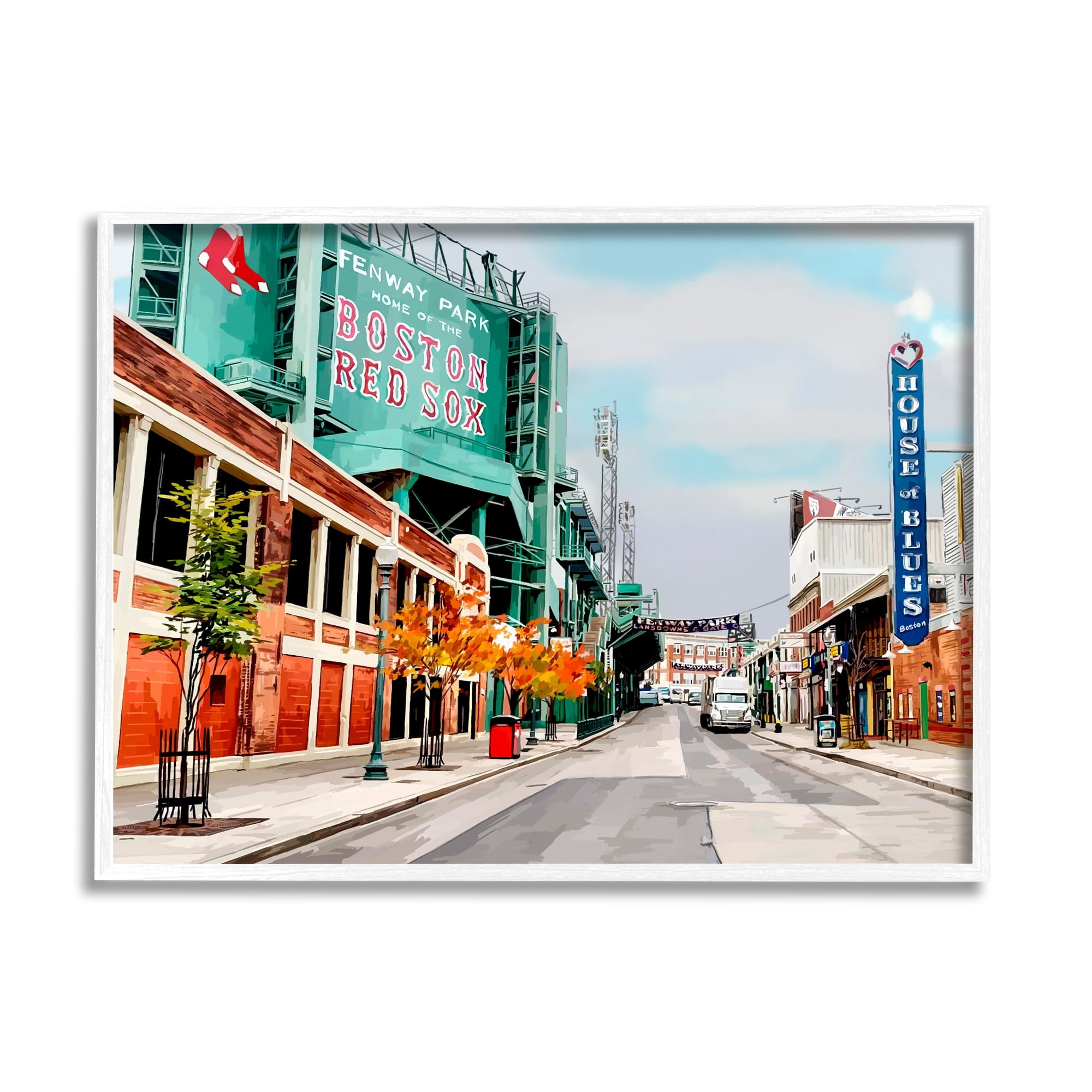 Stupell Industries Fenway Park Boston Cityscape Town & City Photography White Framed Art Print Wall Art