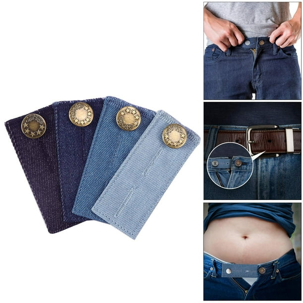 4 Pcs Elastic Waist Extenders,Adjustable Waistband Expanders for Men And  Women,Jeans Pants Button Extender Set (4 Colors) 