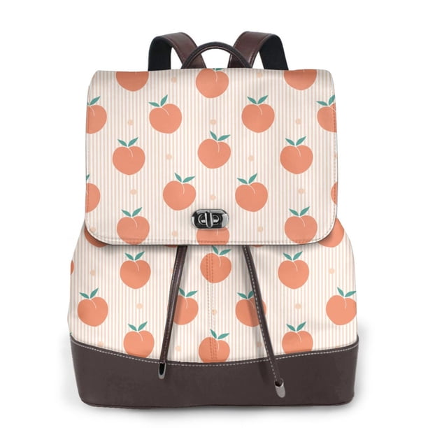 Fotbe Orange Peach Mochila Bolso con Estampado para Mujer, Mochila Antirrobo de Nylon Impermeable, Bolsa Ligera de Hombro