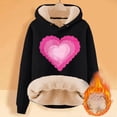 thumbnail image 2 of Womens Valentines Hoodies Lined Cute Candy Couple Love Heart Long Sleeve Pocket Sweatshirts Valentine Gift Loose Fit Hooded Tops, 2 of 3