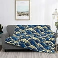 thumbnail image 2 of Goofa Japanese Water Wave Pattern Fleece Throw Blanket for Couch, Soft Checkered Flannel Blanket for Sofa, Warm Cozy Decorative Blanket Fall Decor Gift-40"x30", 2 of 6